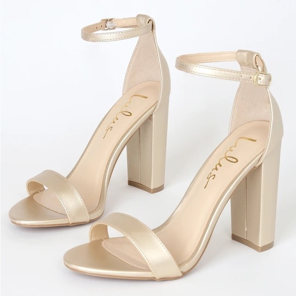 LULU’S Taylor Gold Ankle Strap Heels in US 6.5 sandals open toe date black tie - Picture 16 of 16